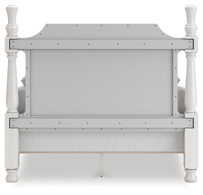 Rowlenstown Queen Poster Bed, Dresser and Mirror in Antique White - PKG023868