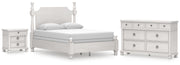 Rowlenstown Queen Poster Bed, Dresser and Nightstand in Antique White - PKG023870