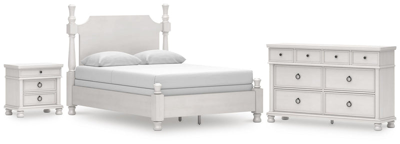 Rowlenstown Queen Poster Bed, Dresser and Nightstand in Antique White - PKG023870