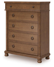 Rowlenstown Queen Poster Bed with Dresser and Chest in Brown - PKG023759