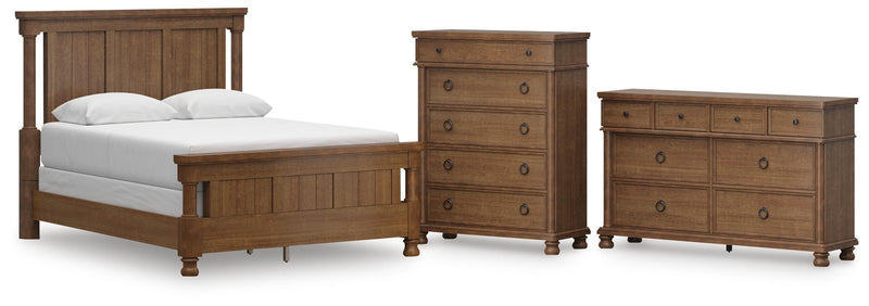 Rowlenstown Queen Poster Bed with Dresser and Chest in Brown - PKG023759