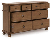 Rowlenstown Queen Poster Bed with Dresser and Chest in Brown - PKG023759