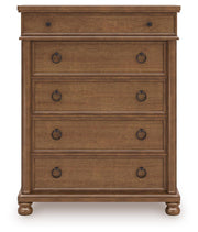 Rowlenstown Queen Poster Bed with Dresser and Chest in Brown - PKG023759
