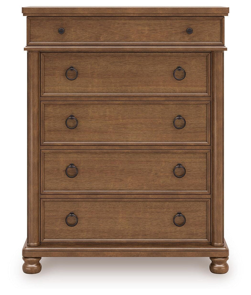 Rowlenstown Queen Poster Bed with Dresser and Chest in Brown - PKG023759