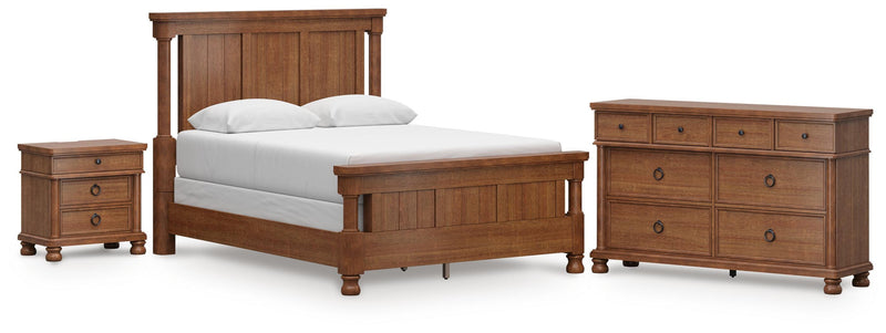 Rowlenstown Queen Poster Bed with Dresser and Nightstand in Brown - PKG023758