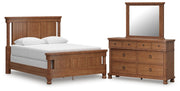 Rowlenstown Queen Poster Bed with Mirrored Dresser in Brown - PKG023756
