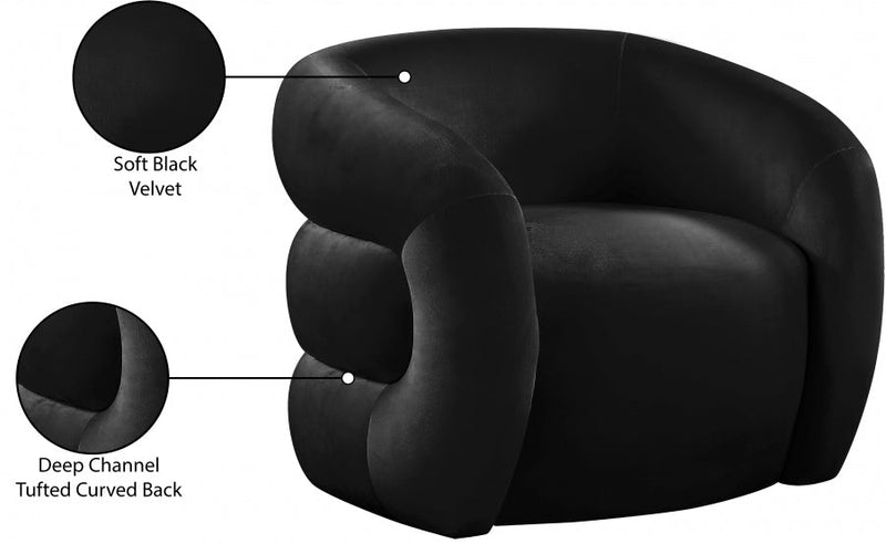 Roxbury Velvet Upholstered Accent Chair in Black - 525Black