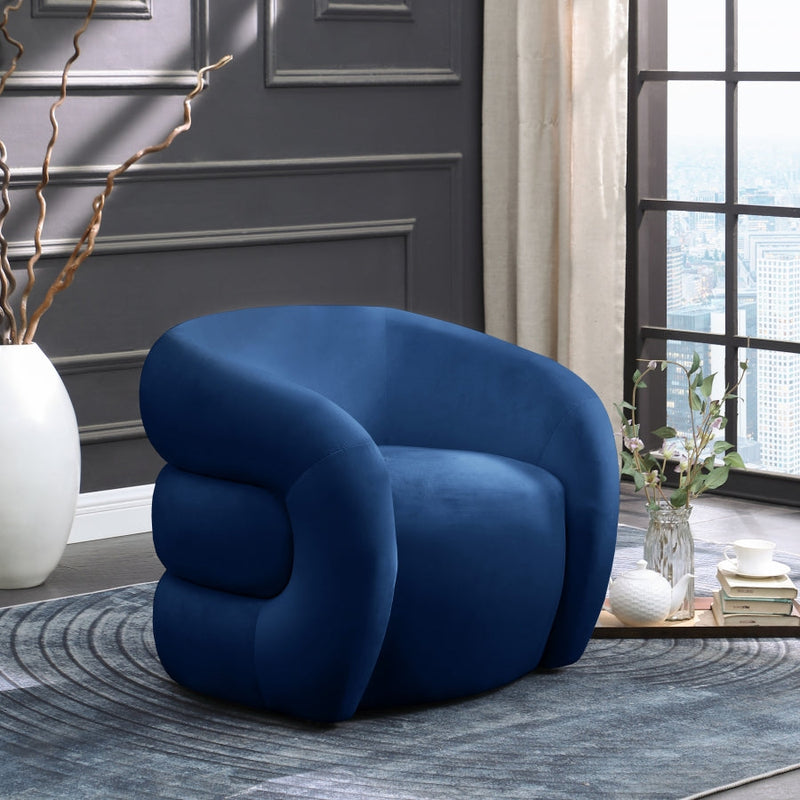 Roxbury Velvet Upholstered Accent Chair in Blue - 525Navy
