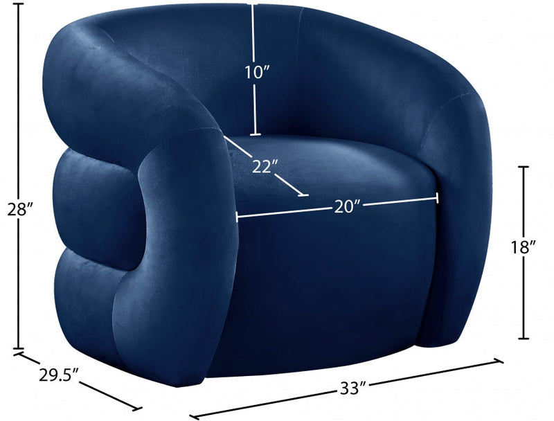 Roxbury Velvet Upholstered Accent Chair in Blue - 525Navy