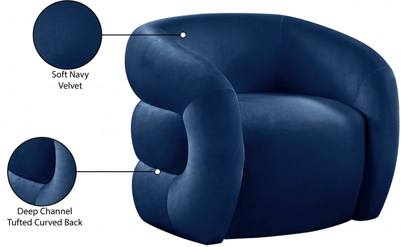 Roxbury Velvet Upholstered Accent Chair in Blue - 525Navy