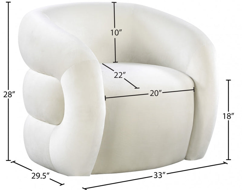 Roxbury Velvet Upholstered Accent Chair in Cream - 525Cream