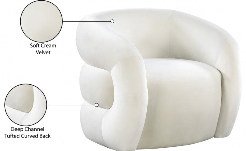 Roxbury Velvet Upholstered Accent Chair in Cream - 525Cream