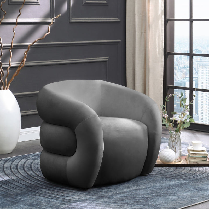 Roxbury Velvet Upholstered Accent Chair in Grey - 525Grey
