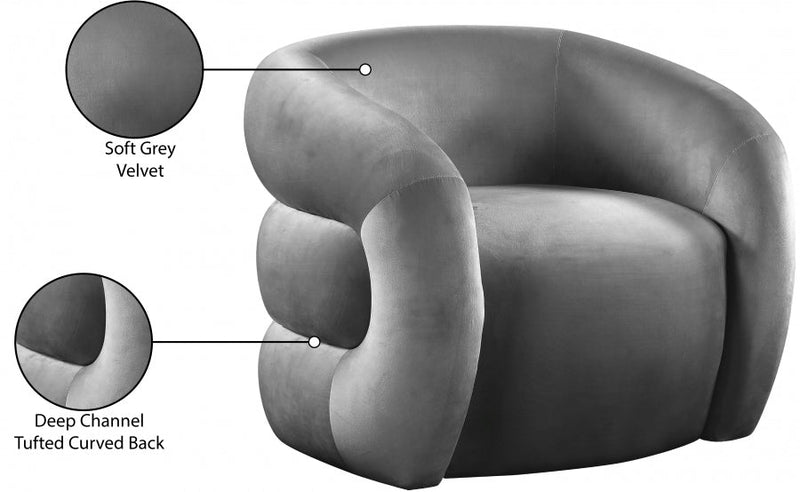 Roxbury Velvet Upholstered Accent Chair in Grey - 525Grey