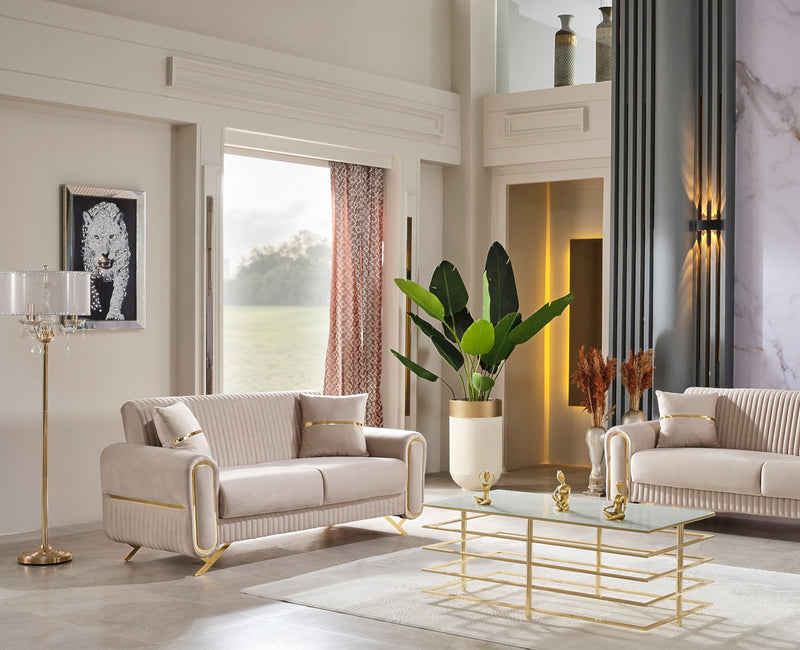 Royal 3-pieces (Sofa & Loveseat & Chair) Livingroom Set Beige in Beige - 101-ROY-ANK529-321