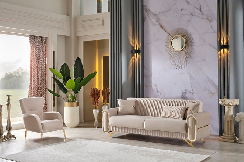 Royal 3-pieces (Sofa & Loveseat & Chair) Livingroom Set Beige in Beige - 101-ROY-ANK529-321