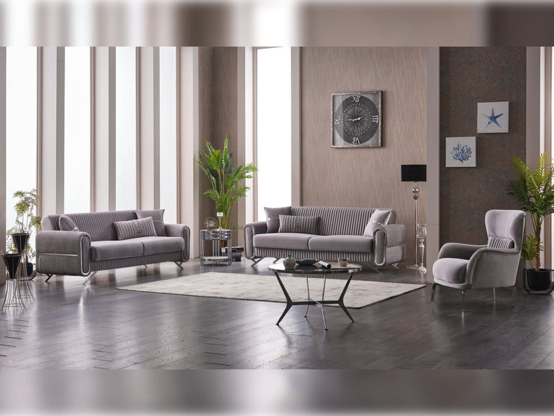 Royal 3-pieces (Sofa & Loveseat & Chair) Livingroom Set Light Grey in Light Grey - 101-ROY-LUX405-321