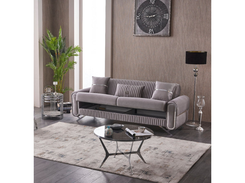 Royal Convertible Loveseat Light Grey in Light Grey - 101-ROY-LUX405-2