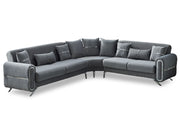 Royal Convertible Sectional Sofa Grey in Grey - 105-ROY-LUX405-5