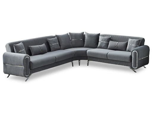 Royal Convertible Sectional Sofa Grey in Grey - 105-ROY-LUX405-5