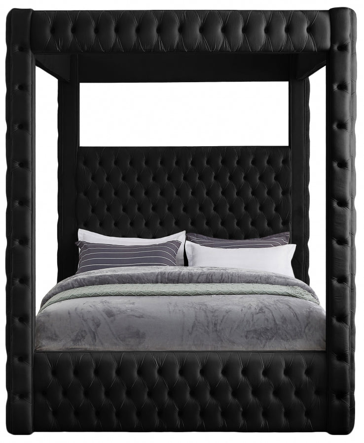 Royal Velvet King Bed (4 Boxes) Black - Gate FurnitureKing Bed