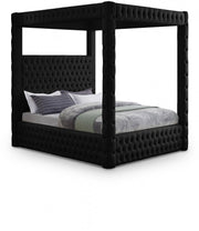 Royal Velvet King Bed (4 Boxes) Black - Gate FurnitureKing Bed