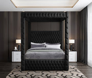 Royal Velvet King Bed (4 Boxes) Black - Gate FurnitureKing Bed