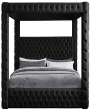 Royal Velvet Queen Bed (4 Boxes) Black - Gate FurnitureQueen Bed