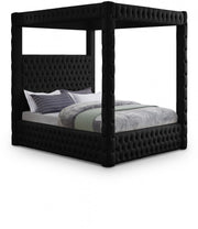 Royal Velvet Queen Bed (4 Boxes) Black - Gate FurnitureQueen Bed