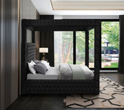 Royal Velvet Queen Bed (4 Boxes) Black - Gate FurnitureQueen Bed