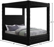 Royal Velvet Queen Bed (4 Boxes) Black - Gate FurnitureQueen Bed