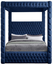 Royal Velvet Queen Bed (4 Boxes) Blue - Gate FurnitureQueen Bed