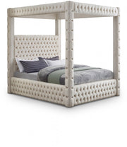 Royal Velvet Queen Bed (4 Boxes) Cream - Gate FurnitureQueen Bed