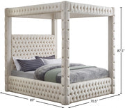 Royal Velvet Queen Bed (4 Boxes) Cream - Gate FurnitureQueen Bed