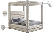 Royal Velvet Queen Bed (4 Boxes) Cream - Gate FurnitureQueen Bed