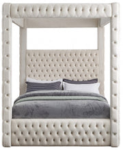 Royal Velvet Queen Bed (4 Boxes) Cream - Gate FurnitureQueen Bed