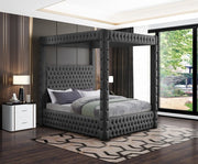 Royal Velvet Queen Bed (4 Boxes) Grey - Gate FurnitureQueen Bed