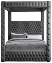 Royal Velvet Queen Bed (4 Boxes) Grey - Gate FurnitureQueen Bed