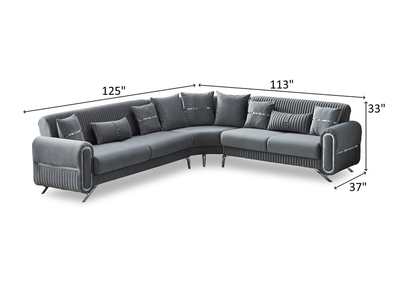 Royals 125" / 113" Wide Convertible Sectional - Gate FurnitureSectional
