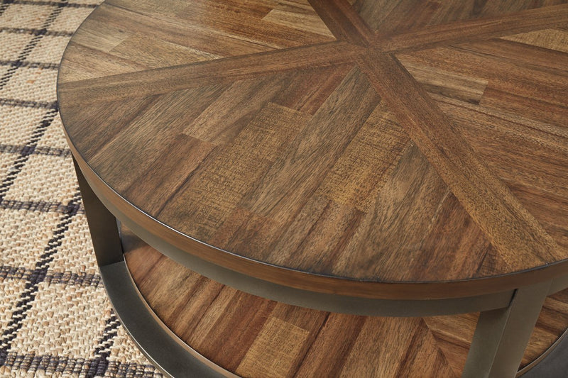 Roybeck Light Brown/Bronze Table (Set of 3) - Gate FurnitureOccasional Table Set