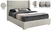 Royce Linen Textured Queen Bed (3 Boxes) Beige - Gate FurnitureQueen Bed