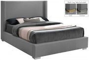 Royce Linen Textured Queen Bed (3 Boxes) Grey - Gate FurnitureQueen Bed