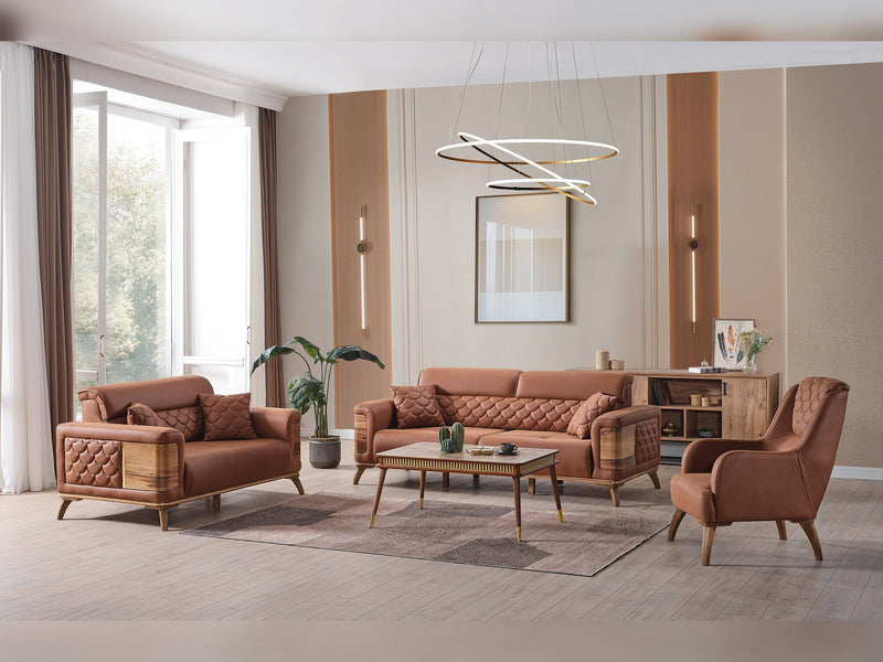 Ruby 3-pieces (Sofa & Loveseat & Chair) Livingroom Set Brick in Brick - 101-RUB-VER095-321