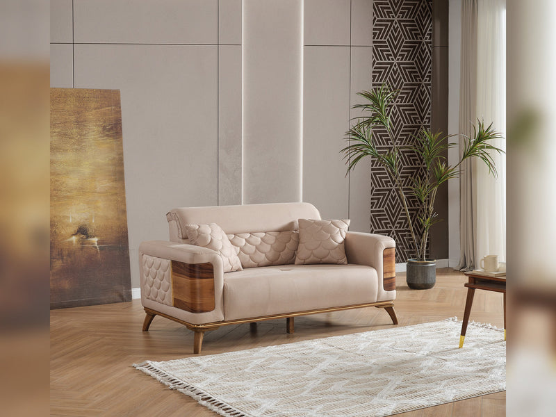 Ruby Convertible Loveseat Beige in Beige - 101-RUB-VER091-2