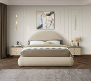 Rudy Teddy Fabric King Bed Beige - Gate FurnitureKing Bed