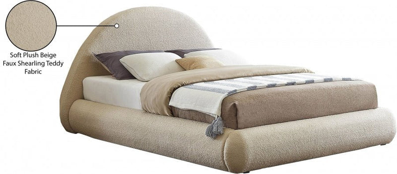 Rudy Teddy Fabric King Bed Beige - Gate FurnitureKing Bed