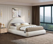 Rudy Teddy Fabric King Bed Cream - Gate FurnitureKing Bed