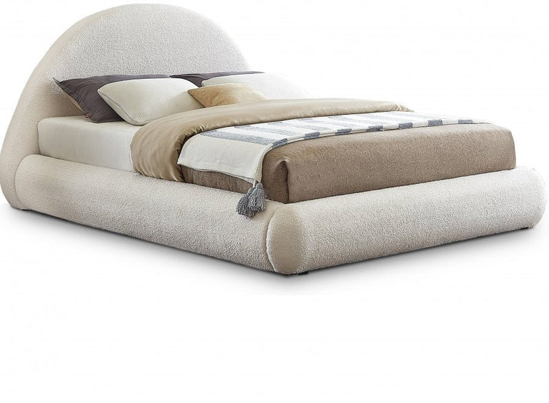 Rudy Teddy Fabric King Bed Cream - Gate FurnitureKing Bed