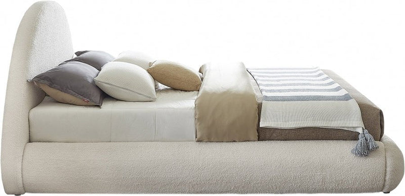 Rudy Teddy Fabric King Bed Cream - Gate FurnitureKing Bed