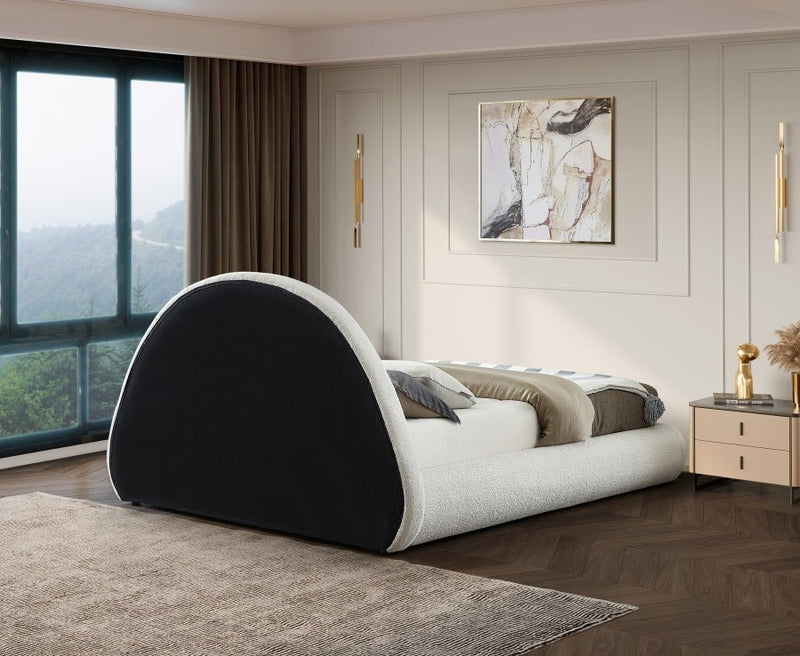 Rudy Teddy Fabric King Bed Cream - Gate FurnitureKing Bed